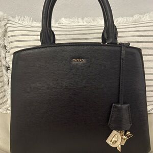 DKNY Black Satchel with Gold-Tone Hardware